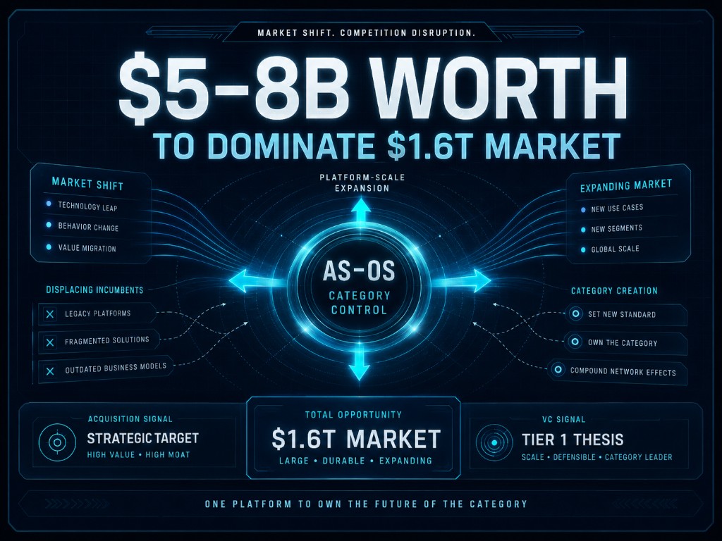 Strategic market shift and competition disruption with category control, VC signal, and acquisition signal