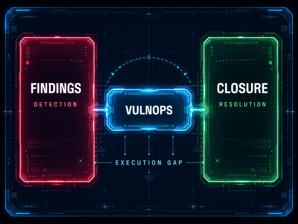 VulnOps bridge spanning the execution gap between findings detection and verified closure resolution