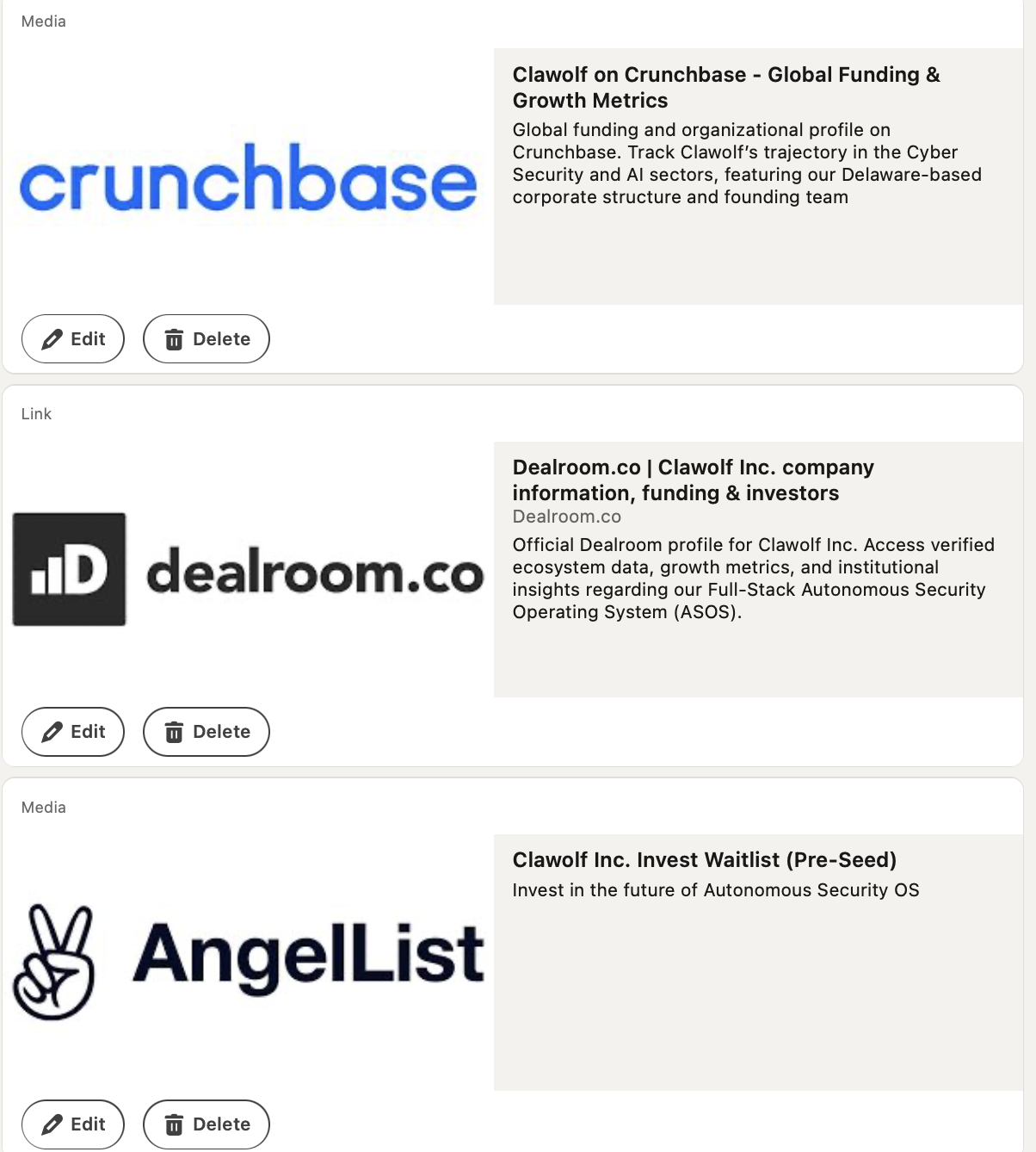 CLAWOLF investor platform profiles